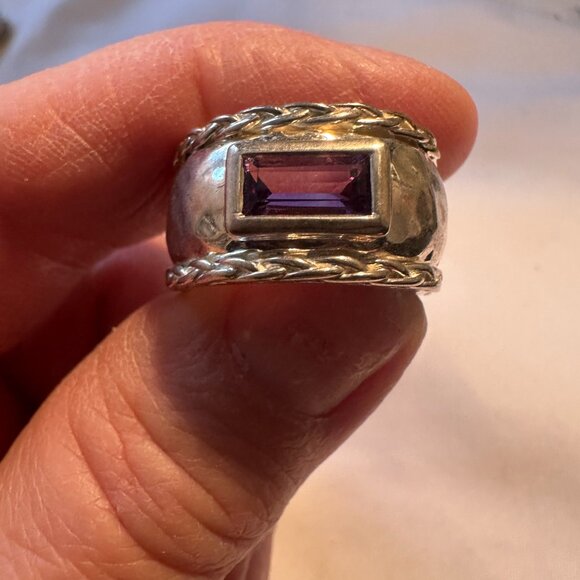 Vintage Art Deco Ornate Solid Stunning Statement Ring 925 Amethyst Citrine - Picture 4 of 16